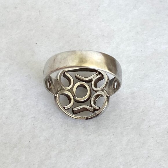 Sterling Silver 925 Mexico Modernist Geometric Scrolling Band Ring Sz 8.75 - Picture 8 of 16